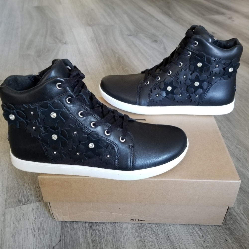 UGG Black Kids Sneakers with Floral Design